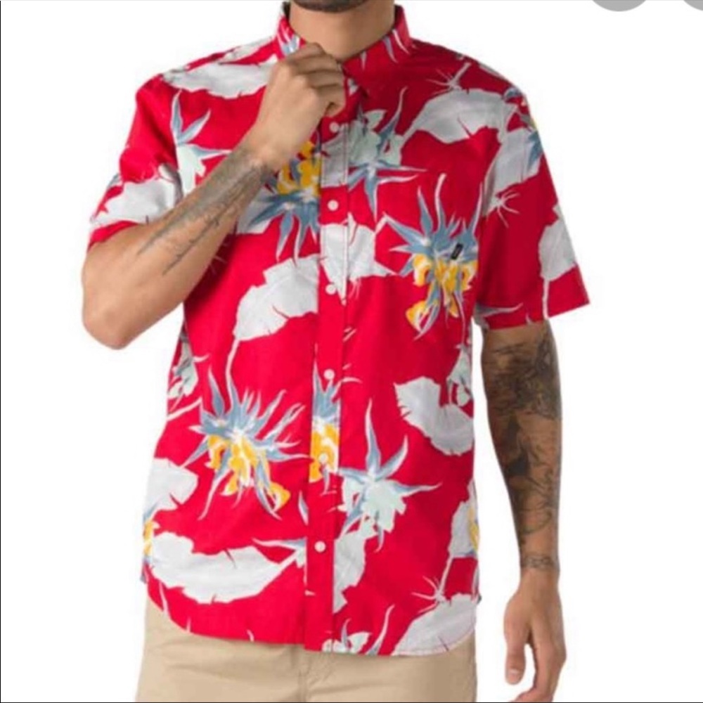 Vans Red Tropical Print SS Button Up Shirt
